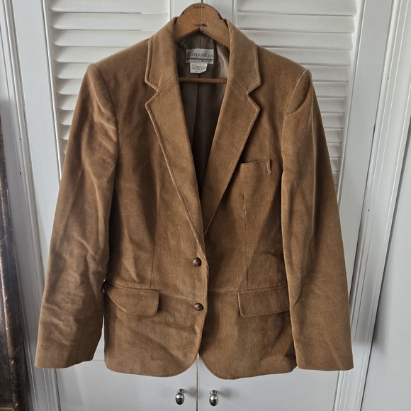 Vintage 80s Brown Corduroy Blazer 14 - Picture 4 of 9